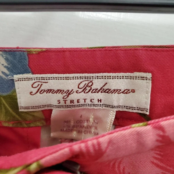 Tommy Bahama Women's Pink Tropical High Waist Cropped Casual Capris‎ Size 4 - Picture 3 of 4